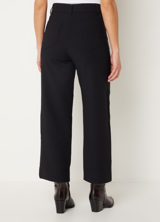 Sessùn Hudkin high waist straight fit cropped pantalon met stretch - achterkant zwart