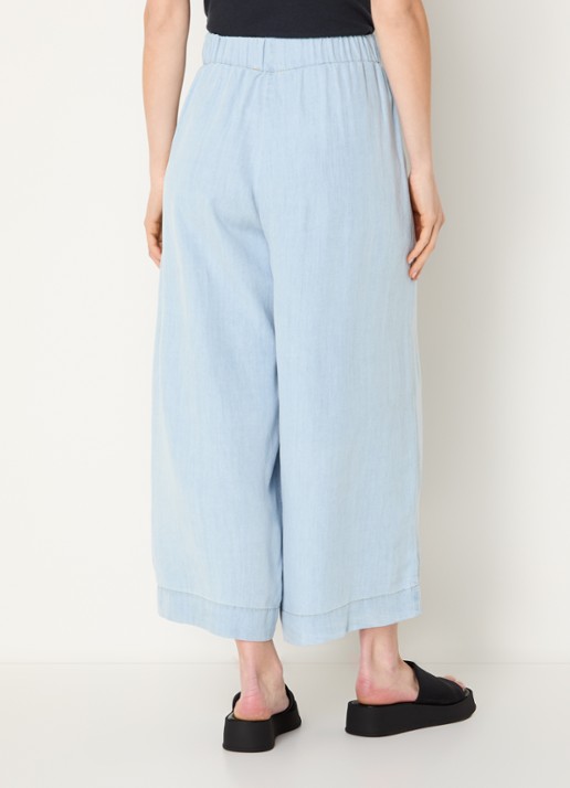 Sessùn Islanim high waist cropped broek van chambray - achterkant 4 lichtblauw