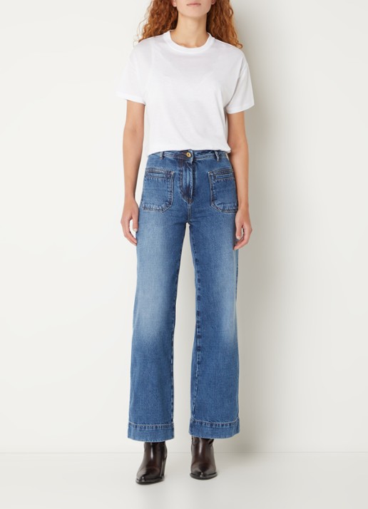 Sessùn Johnny high waist bootcut jeans met medium wassing - voorkant 2 indigo