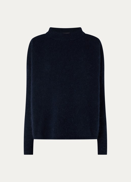 Sessùn Kunlun grofgebreide trui in alpaca wolblend - voorkant 2 donkerblauw