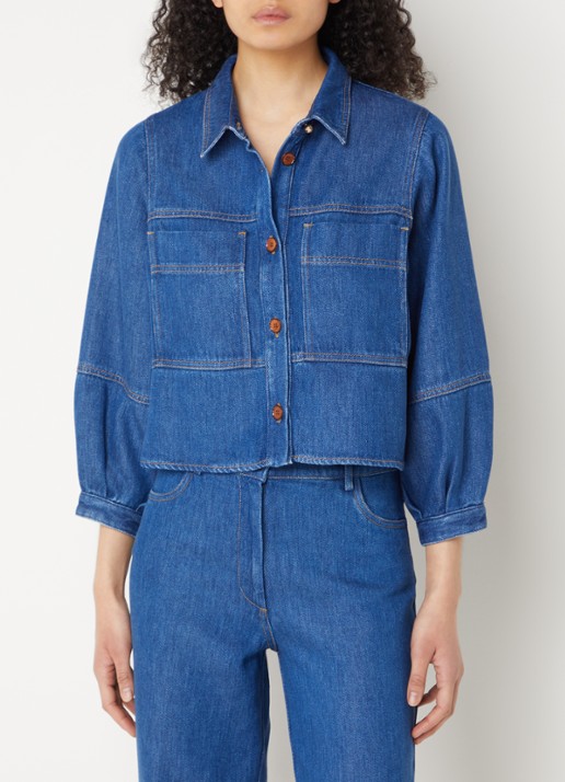 Sessùn Leone blouse van denim met opgestikte zakken