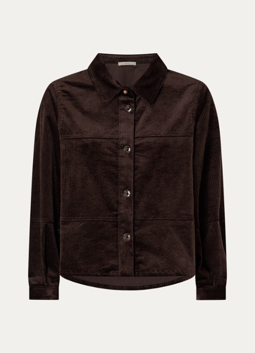 Sessùn Leotown blouse van corduroy - voorkant 3 donkerbruin