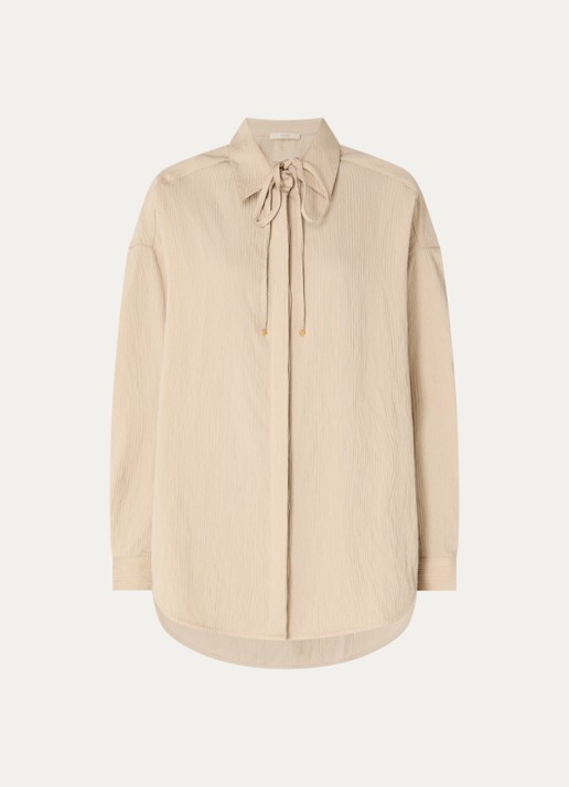 Sessùn Liza blouse met streepprint - voorkant 3 beige