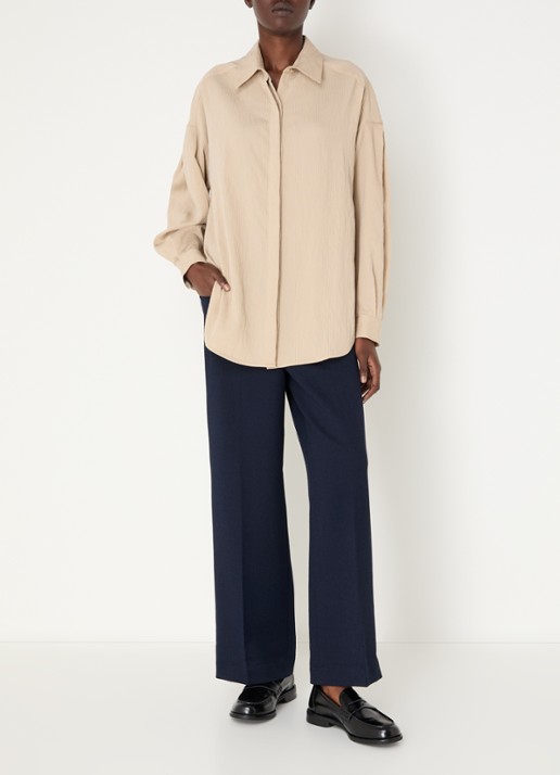 Sessùn Liza blouse met streepprint - voorkant 4 beige