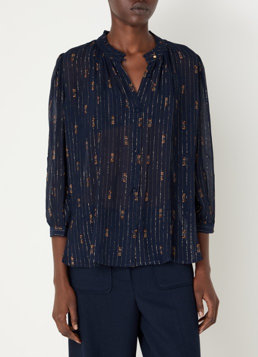Sessùn Lylee semi-transparante blouse met print en lurex