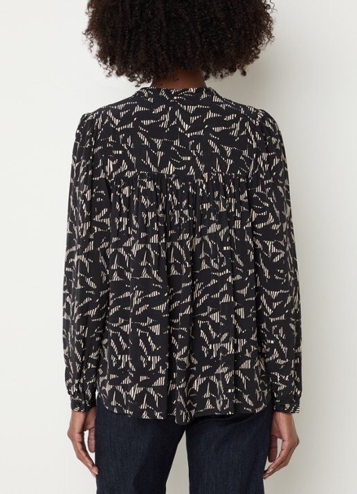 Sessùn Lylis blouse met print - achterkant zwart