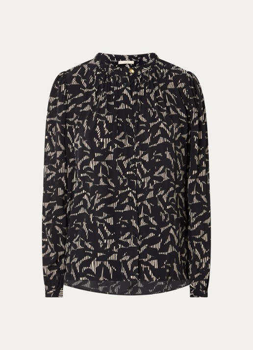 Sessùn Lylis blouse met print - voorkant 2 zwart