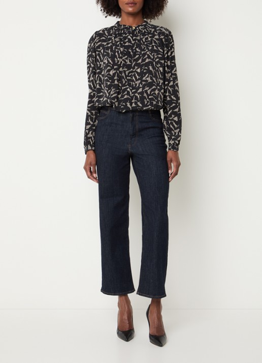 Sessùn Lylis blouse met print - voorkant 3 zwart
