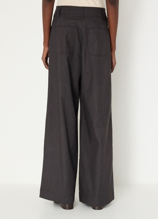 Sessùn Manhatti high waist wide fit broek met steekzakken - achterkant donkerbruin