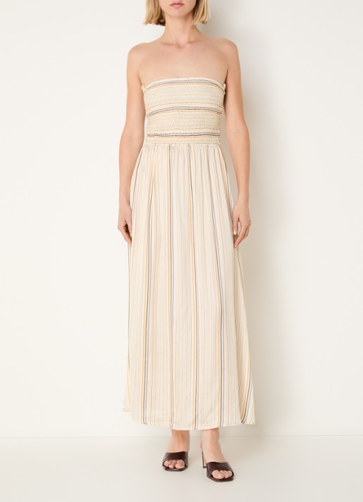 Sessùn Milisole midi jurk met streepprint en smockwerk