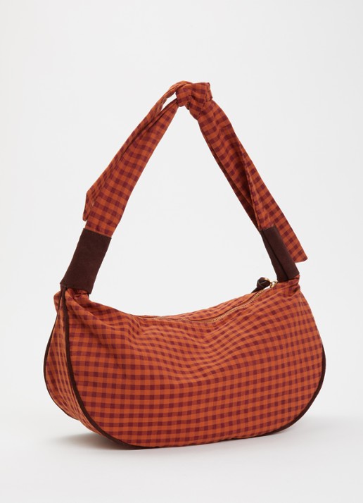 Sessùn Minilango crossbodytas met suède details  - achterkant oranjebruin
