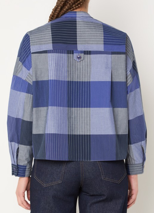 Sessùn Orregia blouse met borstzakken en streepprint - achterkant 3 royalblauw