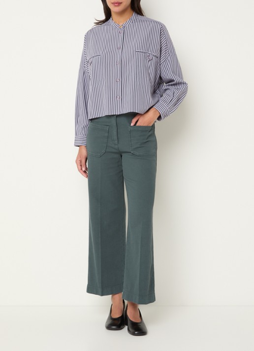 Sessùn Orregio blouse met steepprint en borstzakken - voorkant 2 lila