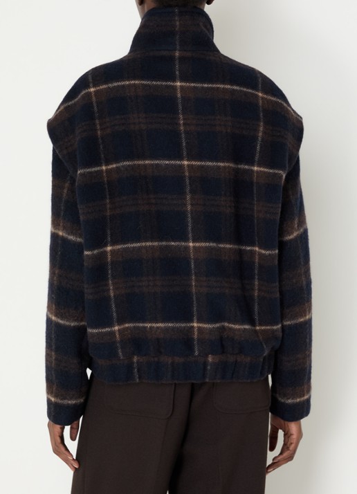 Sessùn Paolina jack in wolblend met ruitdessin - achterkant donkerblauw