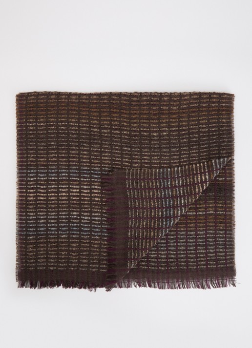 Sessùn Piolette sjaal in wolblend 180 x 50 cm  - voorkant bruin
