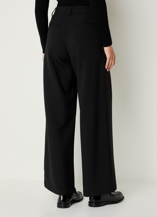 Sessùn Provenco high waist wide fit pantalon met plooien - achterkant 2 zwart