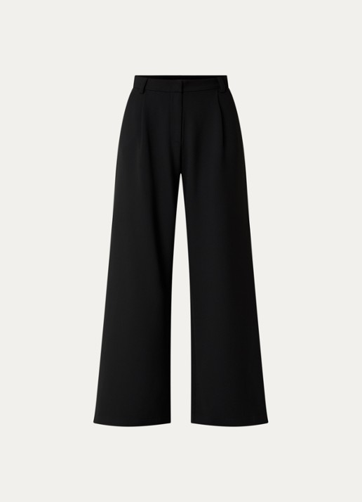 Sessùn Provenco high waist wide fit pantalon met plooien - voorkant 3 zwart