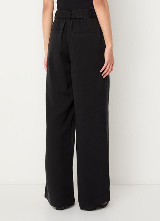 Sessùn Rim high waist wide fit pantalon  met strikceintuur - achterkant zwart