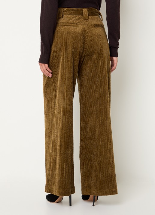 Sessùn Rivel high waist wide fit pantalon van corduroy - achterkant 3 lichtbruin