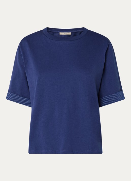 Sessùn Samico T-shirt met streepprint - voorkant 3 donkerblauw