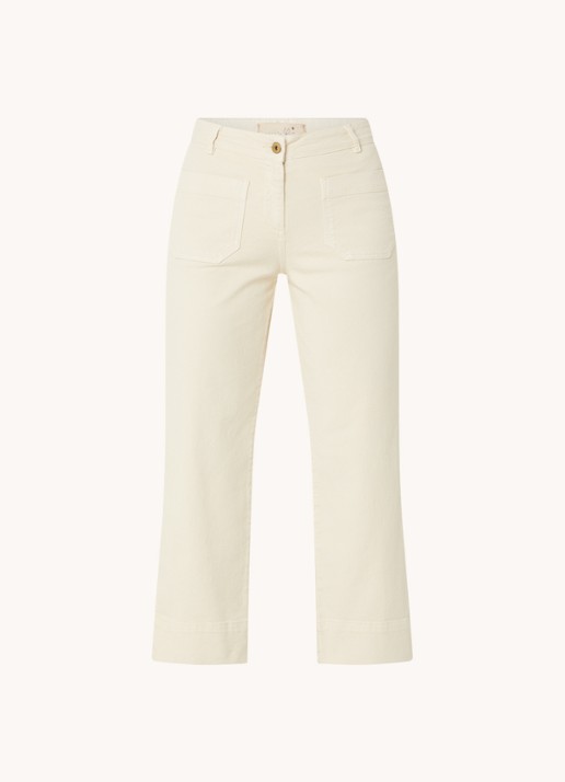 Sessùn Seakey high waist cropped regular fit jeans met opgestikte zakken - voorkant 2 creme
