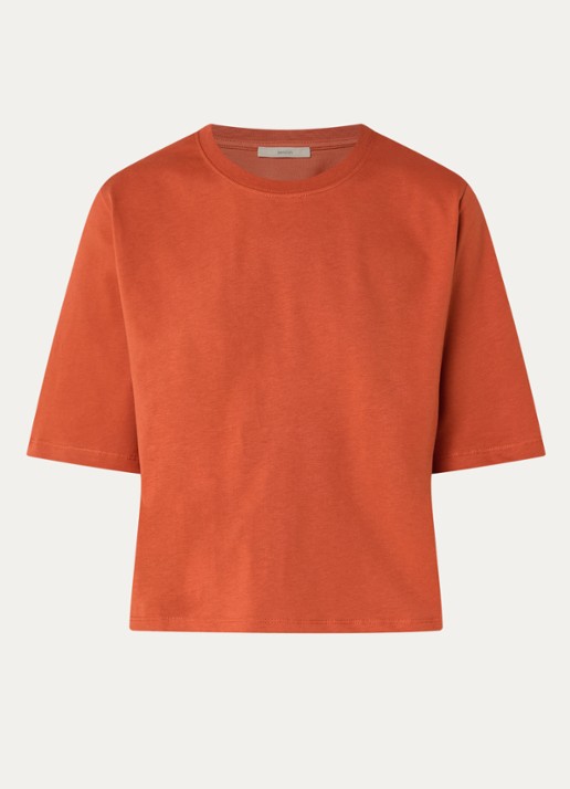 Sessùn Serge T-shirt met split - voorkant 2 oranje