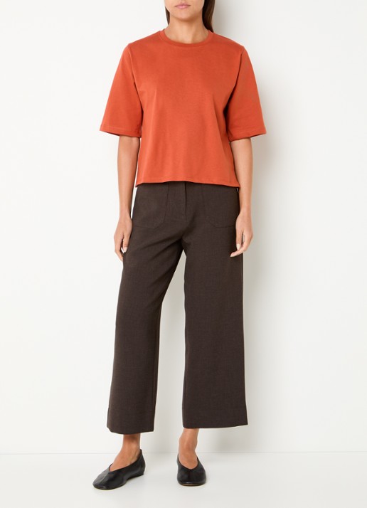 Sessùn Serge T-shirt met split - voorkant 3 oranje