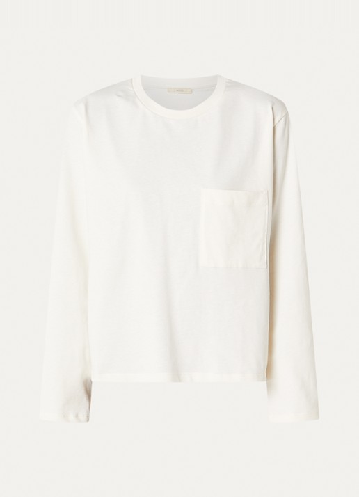 Sessùn Severiano long sleeve met borstzak - voorkant wit