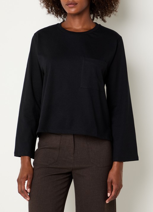 Sessùn Severiano long sleeve met borstzak - detail 3 zwart