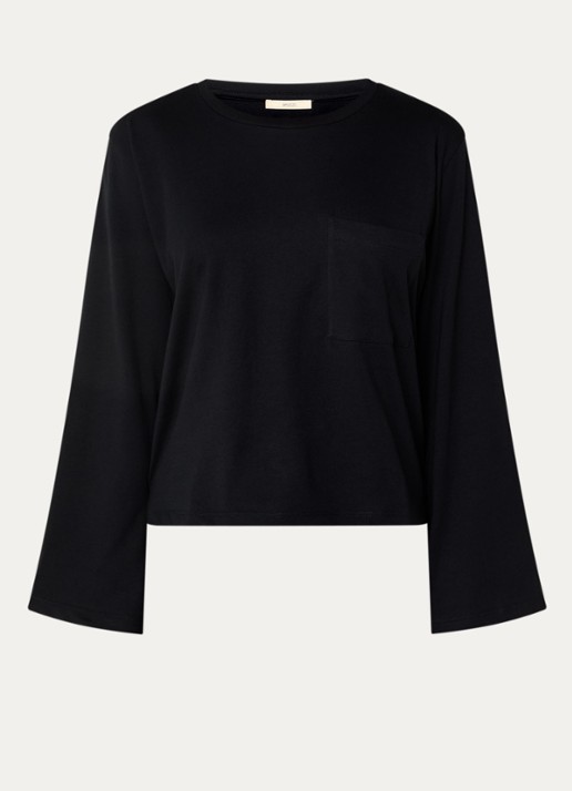 Sessùn Severiano long sleeve met borstzak - voorkant zwart