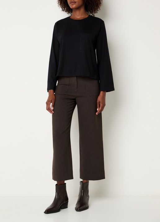 Sessùn Severiano long sleeve met borstzak - voorkant 2 zwart