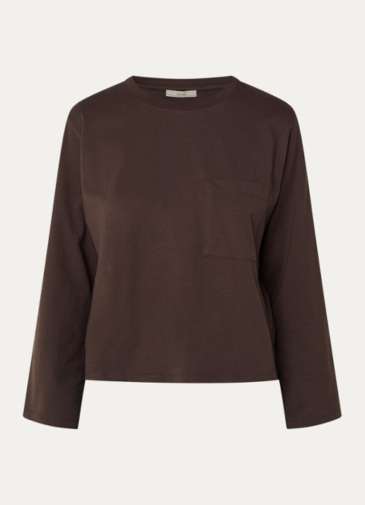 Sessùn Severiano long sleeve met ronde hals - voorkant donkerbruin