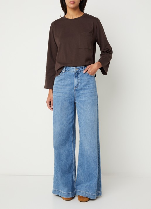 Sessùn Severiano long sleeve met ronde hals - voorkant 2 donkerbruin