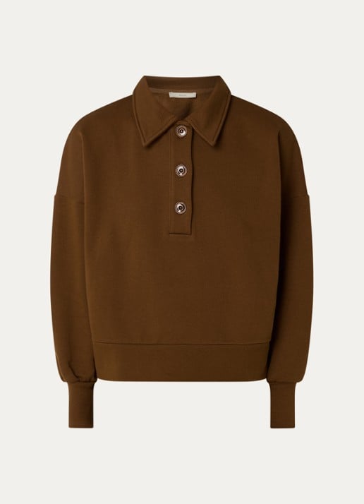Sessùn Sweater met polokraag - voorkant bruin