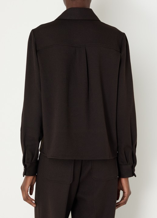Sessùn Theodore blouse met opgestikte zakken - achterkant 4 bruin
