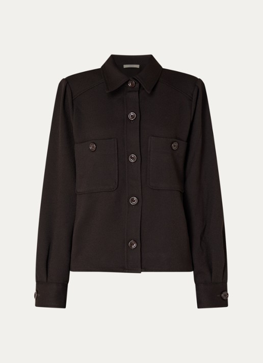 Sessùn Theodore blouse met opgestikte zakken - voorkant bruin