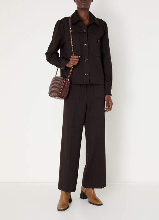 Sessùn Theodore blouse met opgestikte zakken - voorkant 2 bruin