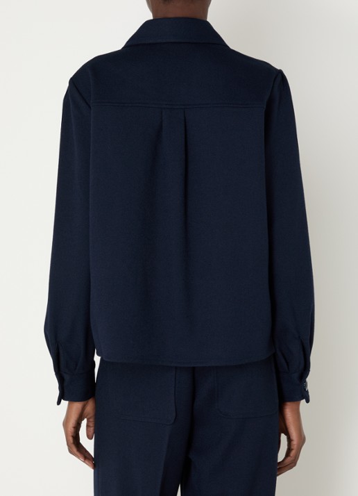 Sessùn Theodore blouse met opgestikte zakken - achterkant 3 donkerblauw