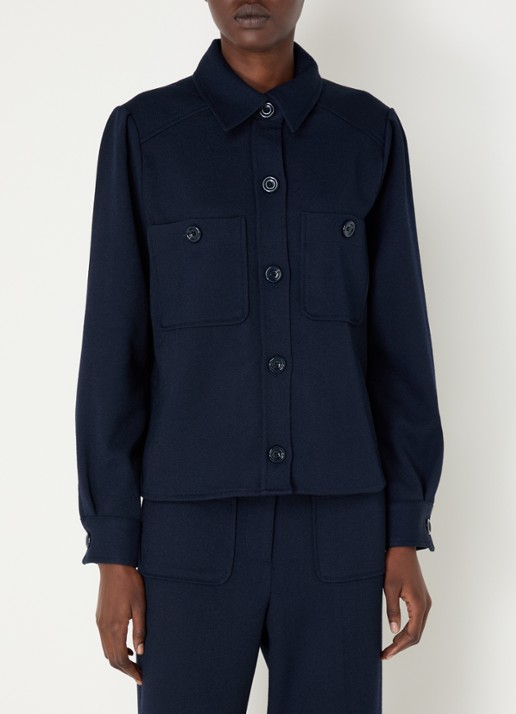 Sessùn Theodore blouse met opgestikte zakken - detail 4 donkerblauw