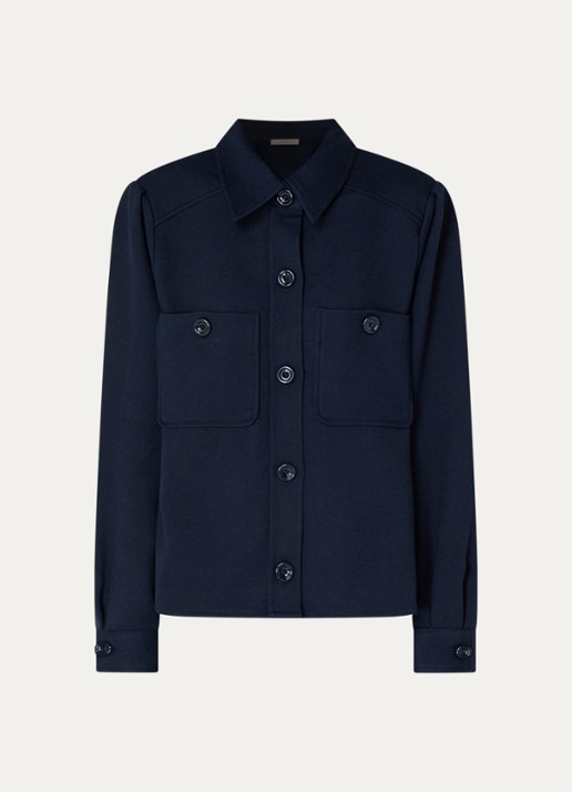 Sessùn Theodore blouse met opgestikte zakken - voorkant donkerblauw