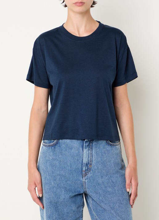 Sessùn Too cropped T-shirt  - detail 3 donkerblauw