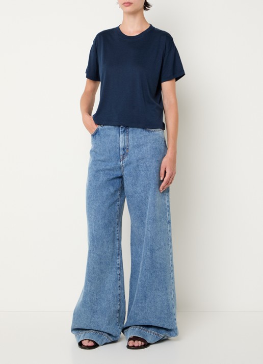Sessùn Too cropped T-shirt  - voorkant 2 donkerblauw