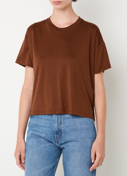 Sessùn Too cropped T-shirt  - detail kastanjebruin