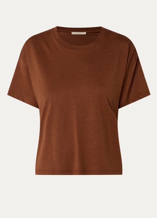 Sessùn Too cropped T-shirt  - voorkant 3 kastanjebruin