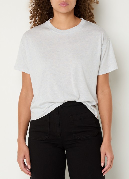 Sessùn Too T-shirt  met gemêleerd dessin - detail 4 lichtgrijs