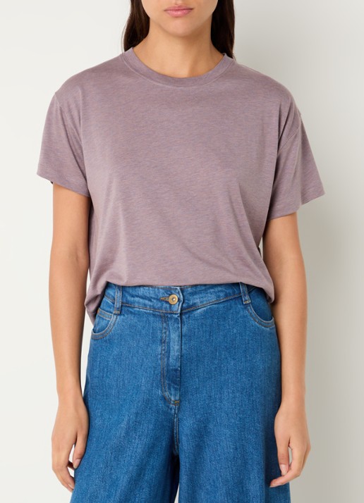 Sessùn Too T-shirt  met gemêleerd dessin - detail taupe