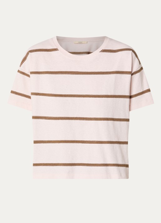 Sessùn Tooli T-shirt met streepprint - voorkant lichtroze