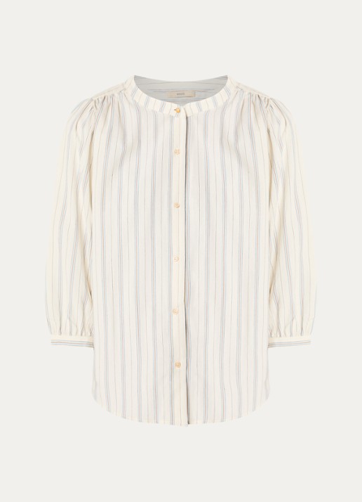 Sessùn View blouse met streepprint - voorkant 2 vanillegeel