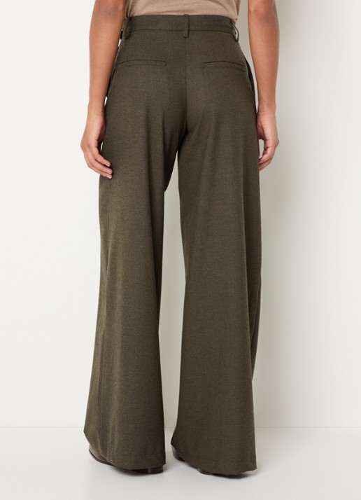 Sessùn Wesley high waist wide fit pantalon met steekzakken - achterkant 3 bruin