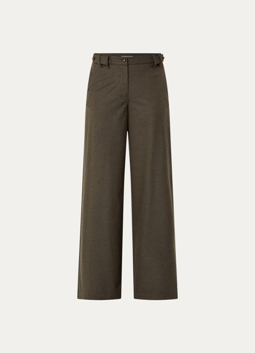 Sessùn Wesley high waist wide fit pantalon met steekzakken - voorkant bruin